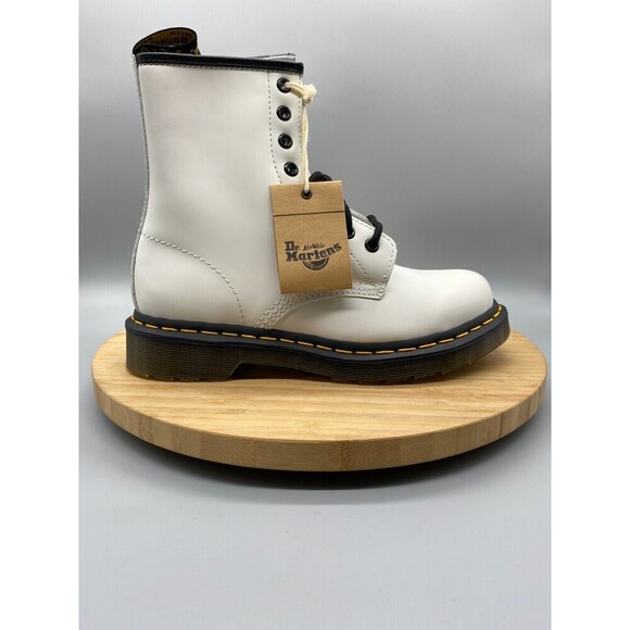 Dr. Martens Shoes - Dr Doc Martens Boots Womens Size 7 Combat Ankle Lace Up White Leather 1460